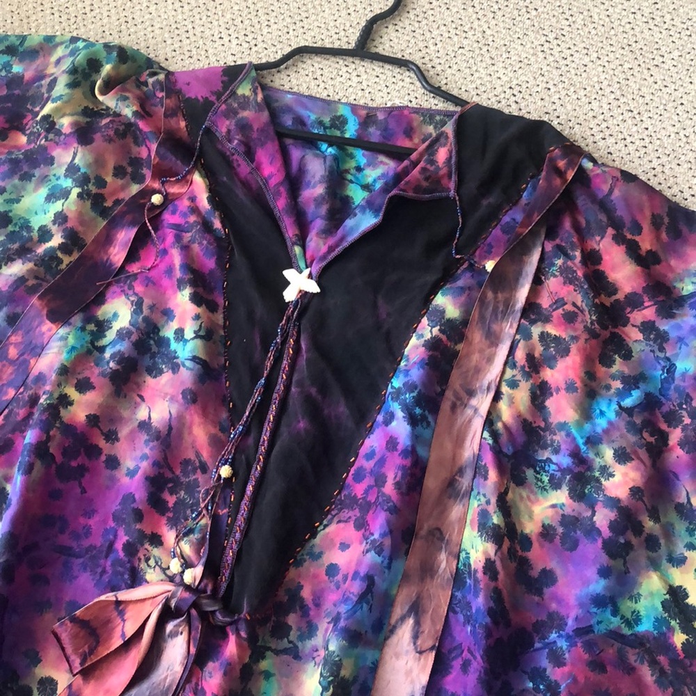 Hand painted silk caftan